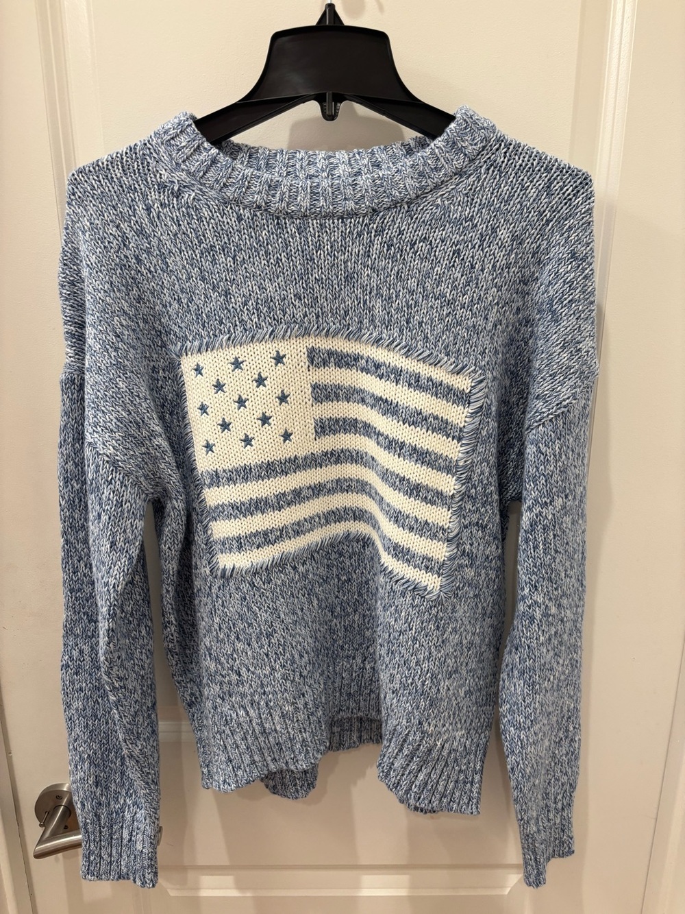 NWT Rachel Zoe Blue and Cream American Flag Crewneck Sweater - M